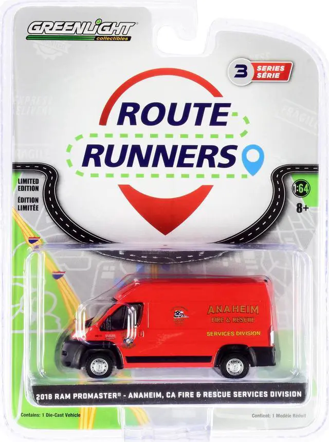 Alt view image 3 of 3 - 2018 Ram ProMaster 2500 Cargo High Roof Van Red Anaheim Fire & Rescue Services Division (California) 1/64 Diecast by Greenlight