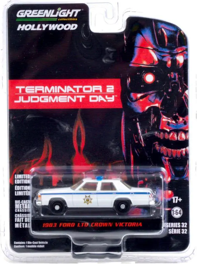 Alt view image 3 of 3 - 1983 Ford LTD Crown Victoria Police White "Terminator 2: Judgment Day" Movie "Hollywood Series" 1/64 Diecast Car by Greenlight