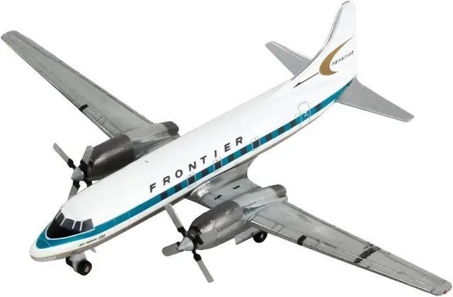 Alt view image 2 of 3 - Convair CV-580 Commercial Aircraft "Frontier Airlines" White with Teal Stripes 1/400 Diecast Model Airplane by GeminiJets