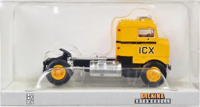 Alt view image 3 of 3 - 1950 Kenworth Bullnose Truck Tractor Yellow with Black Stripes "ICX" 1/87 (HO) Scale Model Car by Brekina
