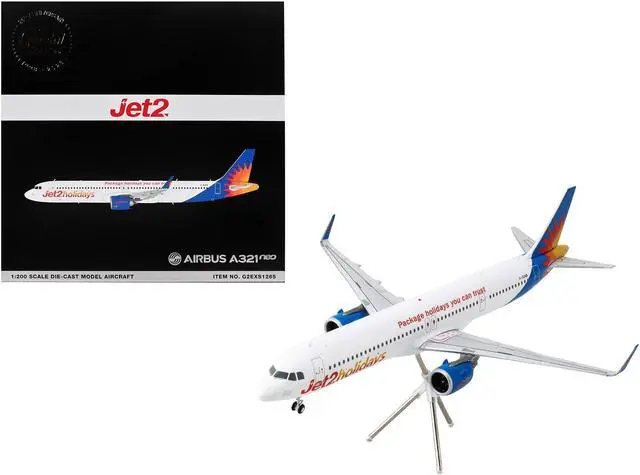 Main image of Airbus A321neo Commercial Aircraft "Jet2Holidays" White w/Graphics "Gemini 200" 1/200 Diecast Model Airplane by GeminiJets