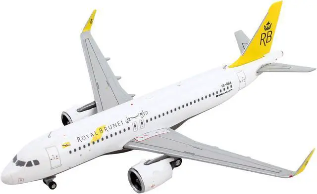 Alt view image 2 of 5 - Airbus A320neo Commercial Aircraft "Royal Brunei Airlines" White with Yellow Tail 1/400 Diecast Model Airplane by GeminiJets