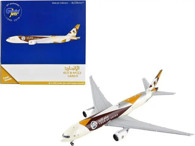 Main image of Boeing 777F Commercial Aircraft "Etihad Cargo - Year of Zayed" White with Graphics 1/400 Diecast Model Airplane by GeminiJets