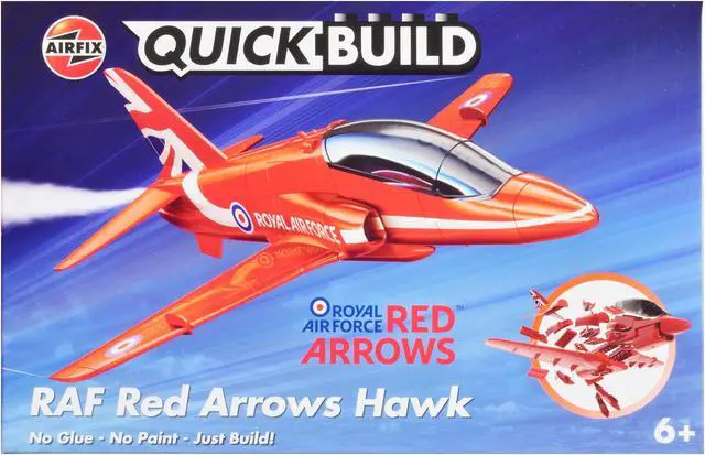 Main image of Skill 1 Model Kit Royal Air Force Red Arrows Hawk Aircraft Red Snap Together Painted Plastic Model Kit by Airfix Quickbuild
