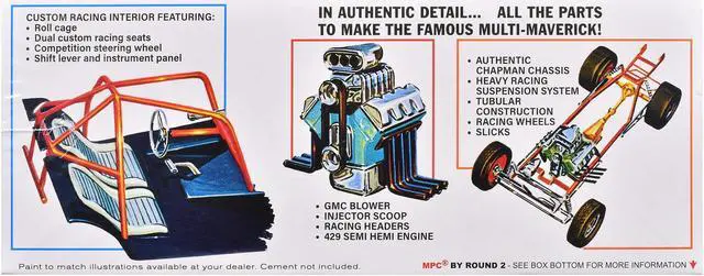 Alt view image 3 of 4 - Skill 2 Model Kit "Ohio" George Montgomery's Multi Maverick Funny Car 1/25 Scale Model by MPC