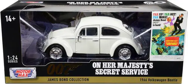 Main image of 1966 Volkswagen Beetle White James Bond 007 "On Her Majesty's Secret Service" (1969) Movie 1/24 Diecast Model Car by Motormax