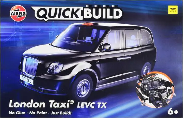 Main image of Skill 1 Model Kit London Taxi LEVC TX Black Snap Together Painted Plastic Model Car Kit by Airfix Quickbuild