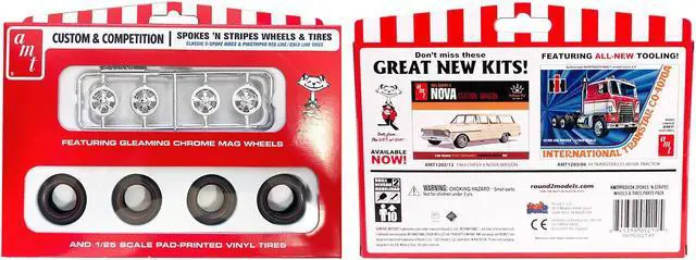 Alt view image 3 of 4 - Skill 2 Model Kit "Spokes 'N Stripes" Wheels and Tires Set of 4 Pieces 1/25 Scale Model by AMT