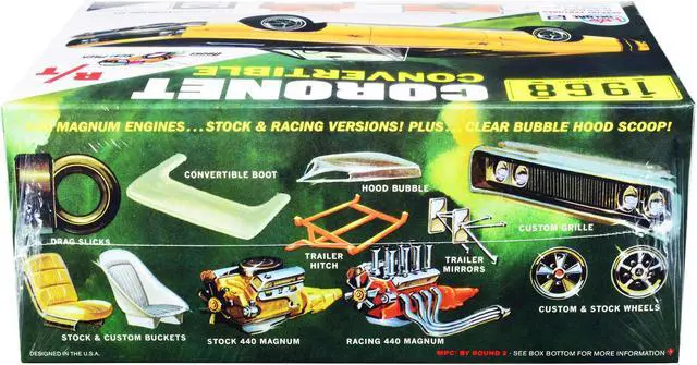 Alt view image 2 of 8 - Skill 2 Model Kit 1968 Dodge Coronet R/T Convertible with Haul-Away Trailer 1/25 Scale Model by MPC