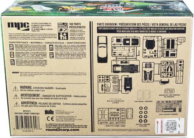 Alt view image 4 of 8 - Skill 2 Model Kit 1968 Dodge Coronet R/T Convertible with Haul-Away Trailer 1/25 Scale Model by MPC