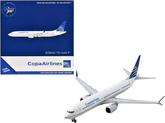 Main image of Boeing 737 MAX 9 Commercial Aircraft "Copa Airlines" (HP-9907CMP) White with Blue 1/400 Diecast Model Airplane by GeminiJets