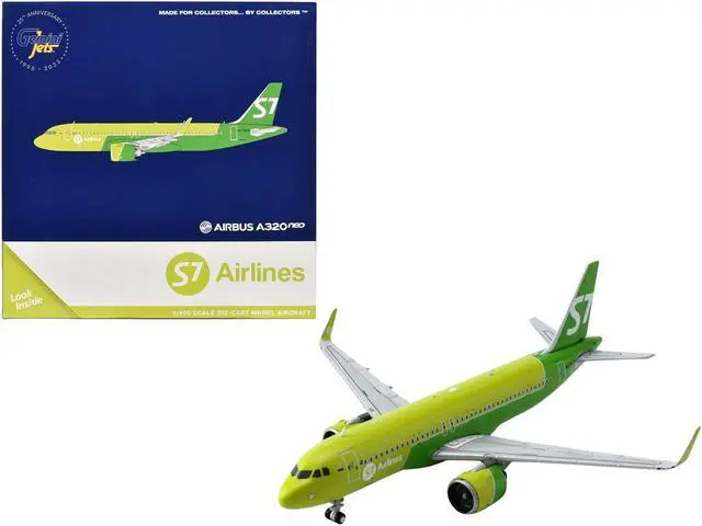 Main image of Airbus A320neo Commercial Aircraft "S7 Airlines" (RA-73428) Green Two-Tone 1/400 Diecast Model Airplane by GeminiJets