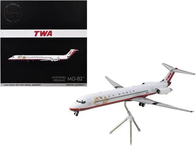 Main image of McDonnell Douglas MD-82 Commercial Aircraft "Trans World Airlines" White w/Stripes 1/200 Diecast Model Airplane by GeminiJets