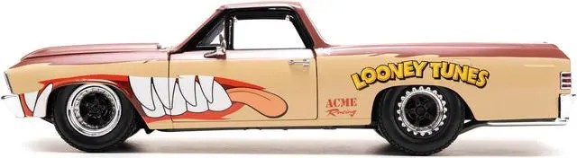 Alt view image 3 of 6 - 1967 Chevrolet El Camino Brown & Beige w/Graphics & Figure "Looney Tunes" "Hollywood Rides" 1/24 Diecast Model Car by Jada