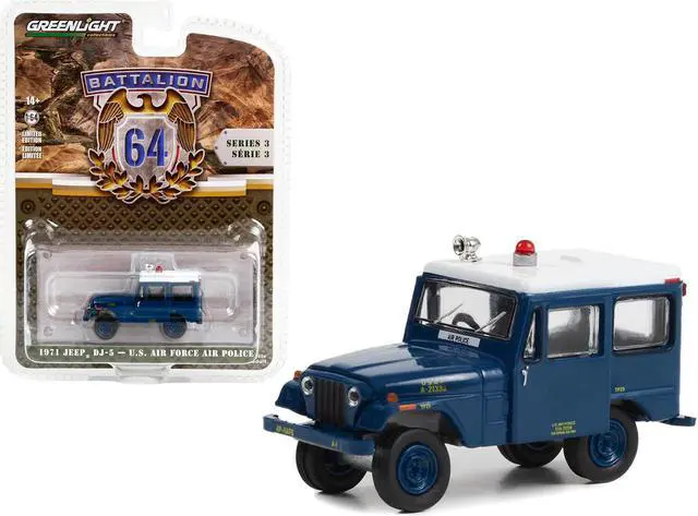 Main image of 1971 Jeep DJ-5 "U.S. Air Force Air Police" Blue with White Top "Battalion 64" Series 3 1/64 Diecast Model Car by Greenlight