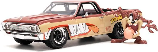 Alt view image 6 of 6 - 1967 Chevrolet El Camino Brown & Beige w/Graphics & Figure "Looney Tunes" "Hollywood Rides" 1/24 Diecast Model Car by Jada