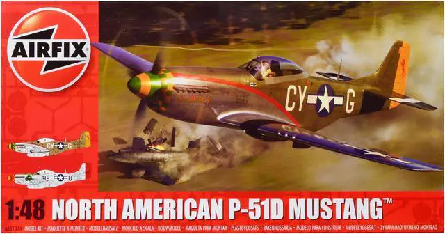 Main image of Level 2 Model Kit North American P-51D Mustang Fighter Aircraft with 2 Scheme Options 1/48 Plastic Model Kit by Airfix