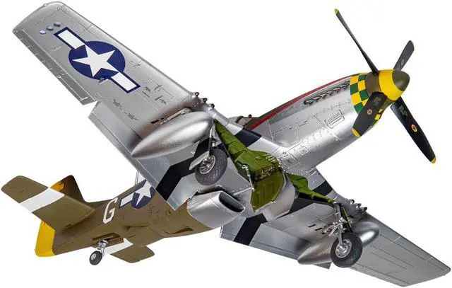 Alt view image 4 of 4 - Level 2 Model Kit North American P-51D Mustang Fighter Aircraft with 2 Scheme Options 1/48 Plastic Model Kit by Airfix