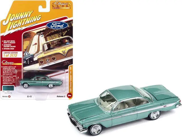 Main image of 1961 Chevrolet Impala SS 409 Arbor Green Metallic with Light Green Interior 1/64 Diecast Model Car by Johnny Lightning