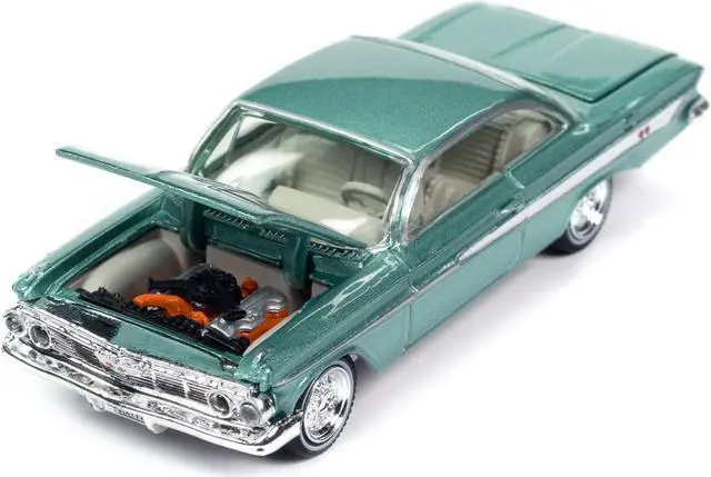 Alt view image 3 of 3 - 1961 Chevrolet Impala SS 409 Arbor Green Metallic with Light Green Interior 1/64 Diecast Model Car by Johnny Lightning