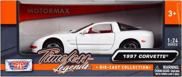 Main image of 1997 Chevrolet Corvette C5 Coupe White with Red Interior "Timeless Legends" Series 1/24 Diecast Model Car by Motormax