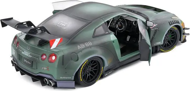 Alt view image 4 of 5 - 2022 Nissan GT-R (R35) RHD Liberty Walk 2.0 Body Kit "Army Fighter" "Competition" Series 1/18 Diecast Model Car by Solido