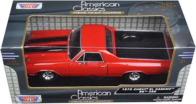 Alt view image 3 of 3 - 1970 Chevrolet El Camino SS 396 Red with Black Stripes 1/24 Diecast Model Car by Motormax