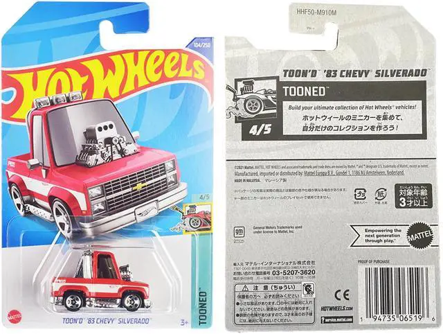 Alt view image 3 of 3 - 1983 Chevrolet Silverado "Toon'd" Pickup Truck Red and White "Tooned" Series Diecast Model Car by Hot Wheels
