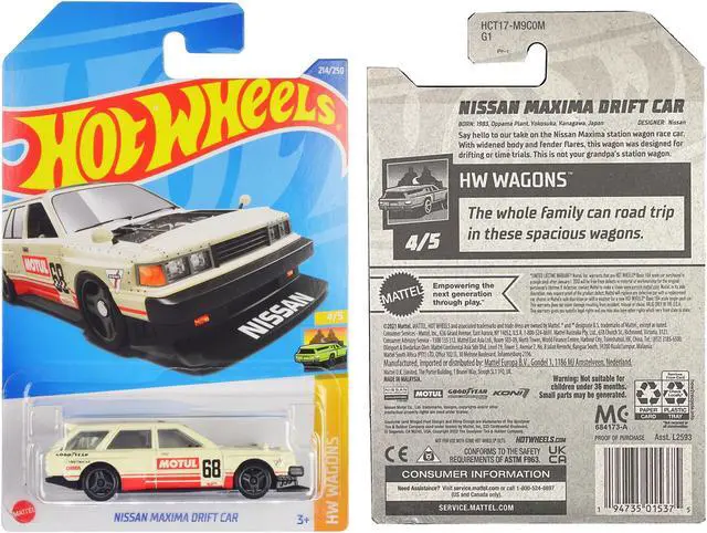 Alt view image 3 of 3 - Nissan Maxima Wagon Drift Car #68 "Motul" Cream with Red Stripes "HW Wagons" Series Diecast Model Car by Hot Wheels