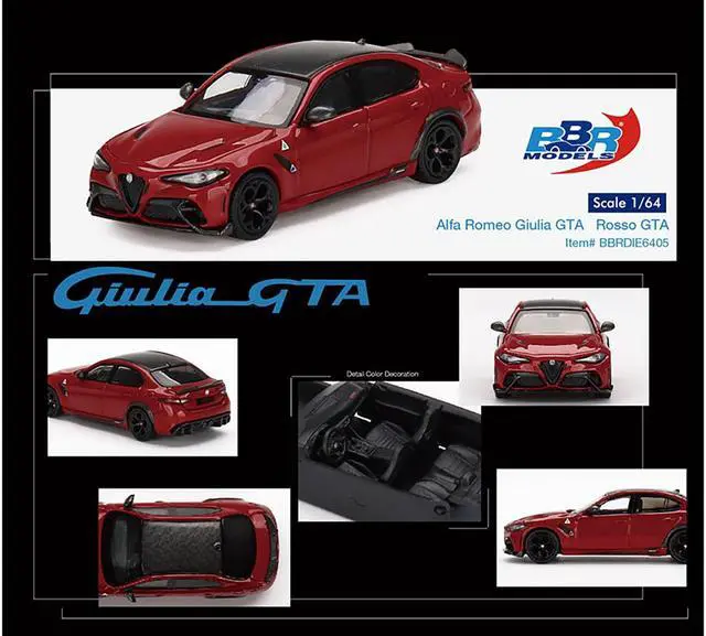 Alt view image 3 of 3 - Alfa Romeo Giulia GTA Rosso GTA Red with Carbon Top 1/64 Diecast Model Car by BBR