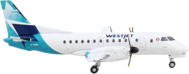Alt view image 3 of 6 - Saab 340B Commercial Aircraft "WestJet Airlines" White with Blue Tail 1/400 Diecast Model Airplane by GeminiJets