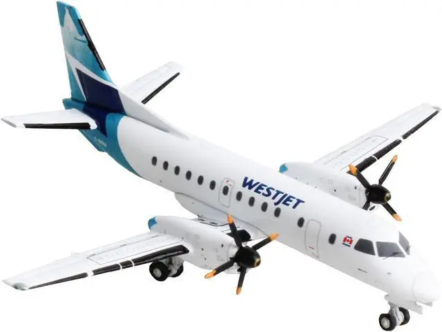 Alt view image 2 of 6 - Saab 340B Commercial Aircraft "WestJet Airlines" White with Blue Tail 1/400 Diecast Model Airplane by GeminiJets