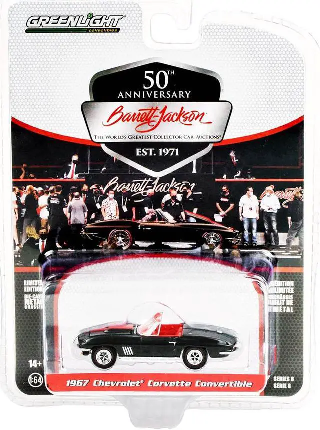 Alt view image 3 of 3 - 1967 Chevrolet Corvette Convertible Black w/Red Stripe & Red Interior (Lot #1367) B Jackson 1/64 Diecast Model Car by Greenlight
