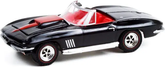 Alt view image 2 of 3 - 1967 Chevrolet Corvette Convertible Black w/Red Stripe & Red Interior (Lot #1367) B Jackson 1/64 Diecast Model Car by Greenlight