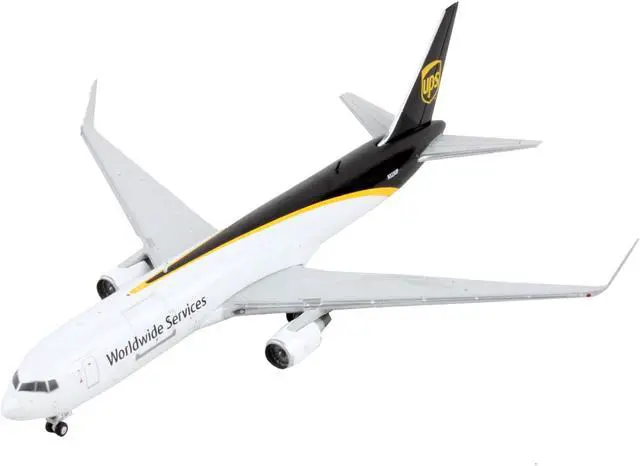 Alt view image 2 of 4 - Boeing 767-300F Commercial Aircraft "UPS Worldwide Services" White w/Dark Brown Tail 1/400 Diecast Model Airplane by GeminiJets