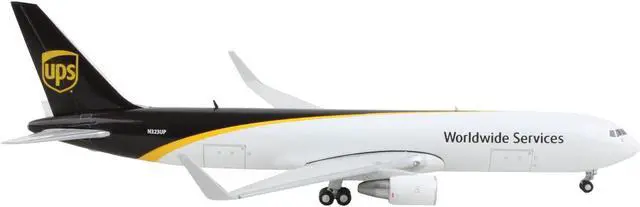 Alt view image 3 of 4 - Boeing 767-300F Commercial Aircraft "UPS Worldwide Services" White w/Dark Brown Tail 1/400 Diecast Model Airplane by GeminiJets