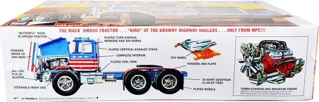 Alt view image 3 of 4 - Skill 3 Model Kit Mack DM 800 Semi Tractor Truck 1/25 Scale Model by MPC