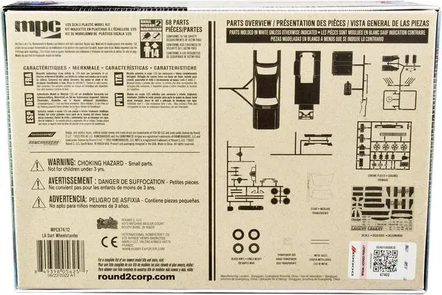 Alt view image 4 of 8 - Skill 2 Model Kit Bill Shrewsberry's L.A. Dart Wheelstander Drag Car "Legends of the Quarter Mile" 1/25 Scale Model Car by MPC