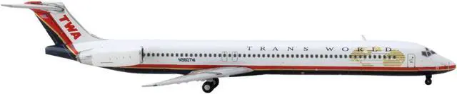 Alt view image 3 of 3 - McDonnell Douglas MD-82 Commercial Aircraft "Trans World Airlines" White w/Red 1/400 Diecast Model Airplane by GeminiJets
