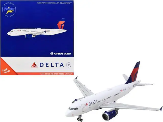 Main image of Airbus A319 Commercial Aircraft "Delta Air Lines" White with Blue and Red Tail 1/400 Diecast Model Airplane by GeminiJets