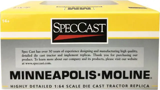Alt view image 3 of 3 - Minneapolis Moline G1000 Vista Tractor with Dual Wheels Yellow 1/64 Diecast Model by SpecCast