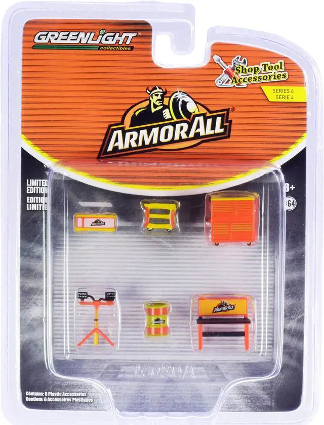 Alt view image 3 of 3 - "Armor All" 6 piece Shop Tools Set "Shop Tool Accessories" Series 4 1/64 Models by Greenlight