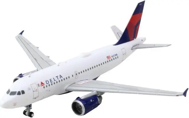 Alt view image 2 of 3 - Airbus A319 Commercial Aircraft "Delta Air Lines" White with Blue and Red Tail 1/400 Diecast Model Airplane by GeminiJets
