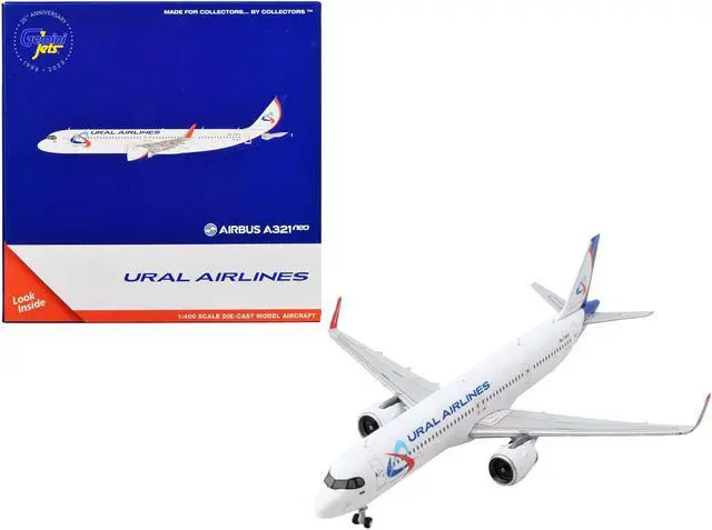 Main image of Airbus A321neo Commercial Aircraft "Ural Airlines" White with Blue Tail 1/400 Diecast Model Airplane by GeminiJets