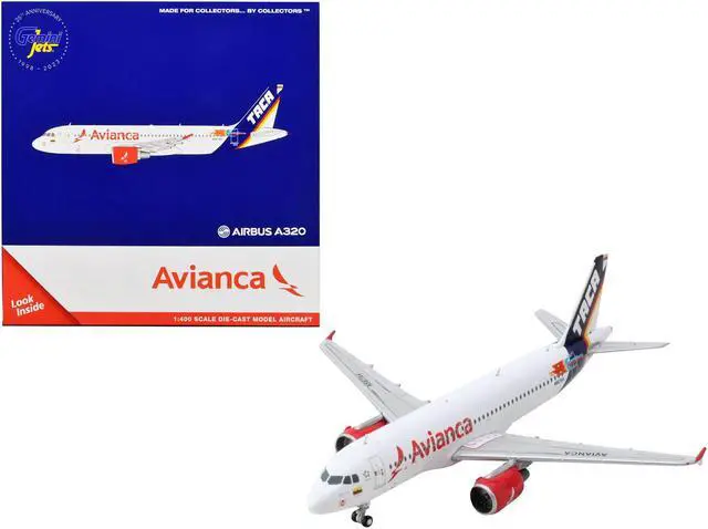 Main image of Airbus A320 Commercial Aircraft "Avianca Airlines" White with Tail Stripes 1/400 Diecast Model Airplane by GeminiJets