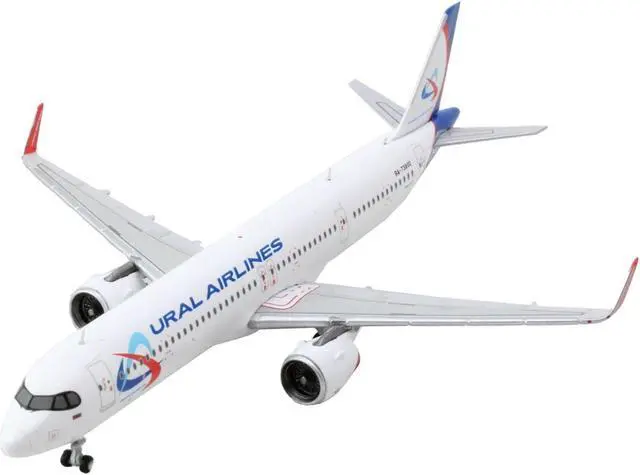 Alt view image 2 of 3 - Airbus A321neo Commercial Aircraft "Ural Airlines" White with Blue Tail 1/400 Diecast Model Airplane by GeminiJets