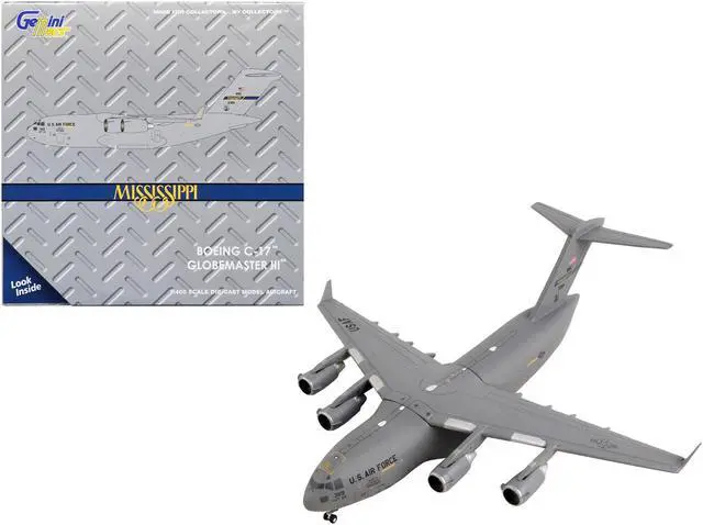Main image of McDonnell Douglas C-17A Globemaster III Aircraft Mississippi Air National Guard USAF 1/400 Diecast Model Airplane by GeminiJets