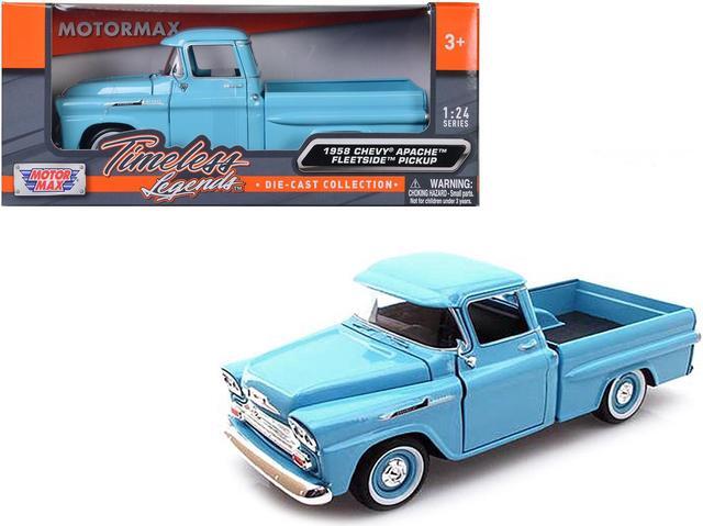 Main image of 1958 Chevrolet Apache Fleetside Pickup Truck Light Blue 1/24 Diecast Model Car by Motormax