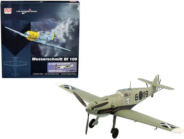 Main image of Messerschmitt BF 109E-3 Fighter Aircraft "Spanish Civil War" (1939) "Air Power Series" 1/48 Diecast Model by Hobby Master