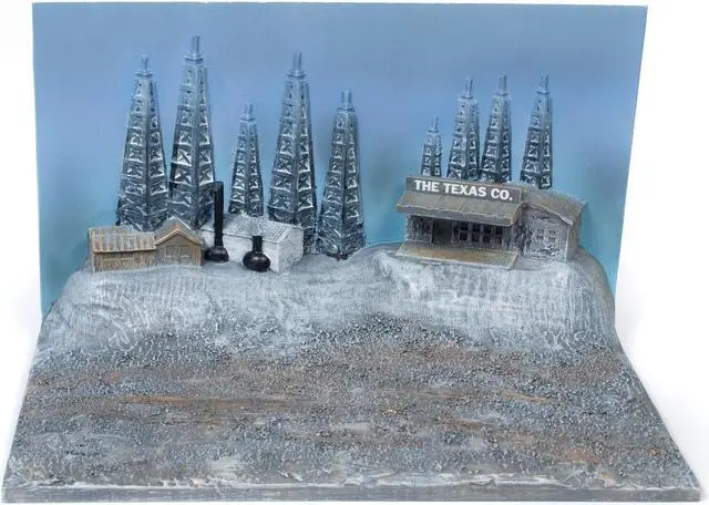 Alt view image 3 of 4 - 1930 Chevrolet Stake Truck & 8 Oil Barrels & Oil Derricks Diorama "Texaco" 1/43 Diecast Model by Auto World